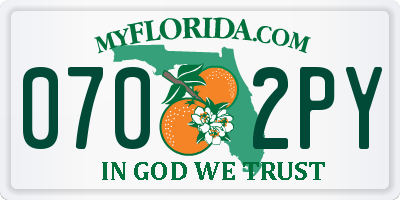 FL license plate 0702PY