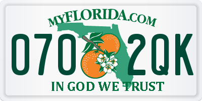 FL license plate 0702QK