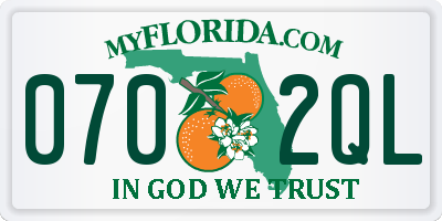 FL license plate 0702QL