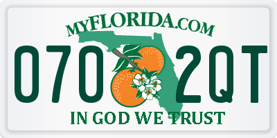FL license plate 0702QT