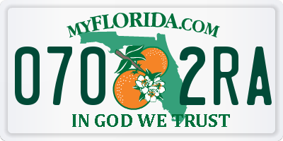 FL license plate 0702RA