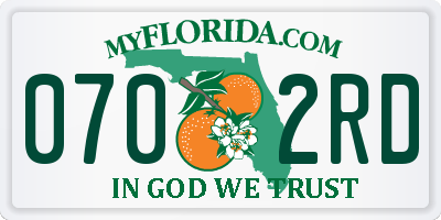 FL license plate 0702RD