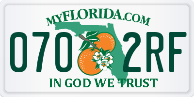 FL license plate 0702RF