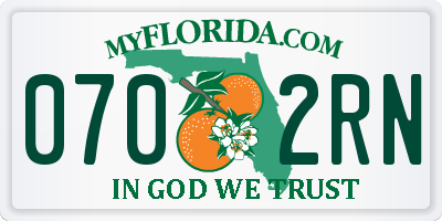 FL license plate 0702RN