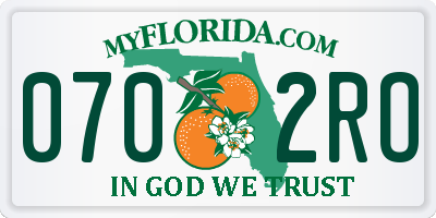 FL license plate 0702RO