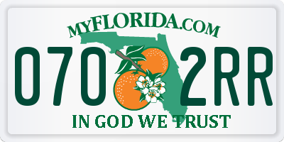 FL license plate 0702RR