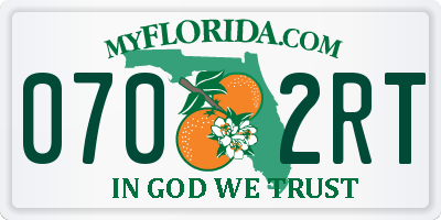 FL license plate 0702RT