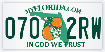 FL license plate 0702RW
