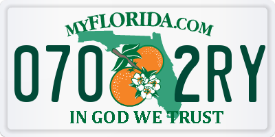 FL license plate 0702RY
