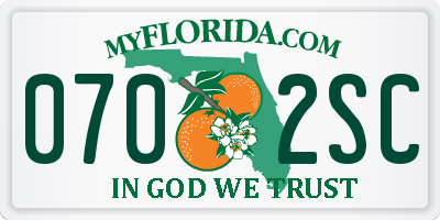 FL license plate 0702SC