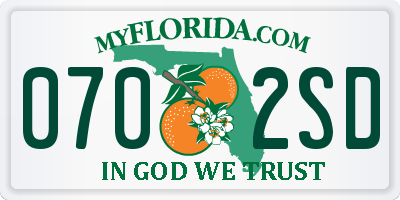 FL license plate 0702SD