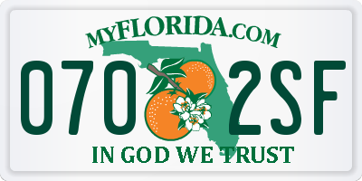 FL license plate 0702SF