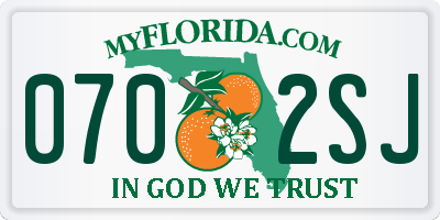 FL license plate 0702SJ