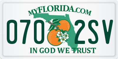 FL license plate 0702SV