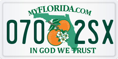 FL license plate 0702SX