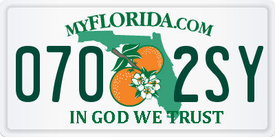 FL license plate 0702SY