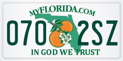 FL license plate 0702SZ
