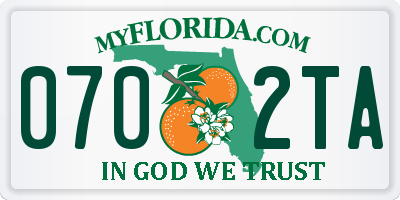 FL license plate 0702TA