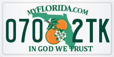 FL license plate 0702TK