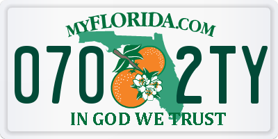 FL license plate 0702TY