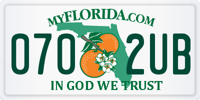 FL license plate 0702UB