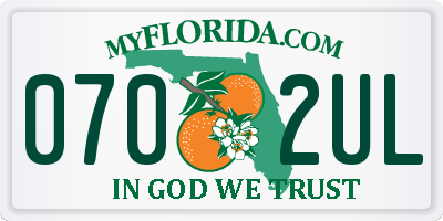 FL license plate 0702UL