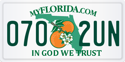 FL license plate 0702UN