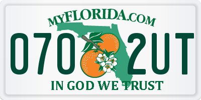 FL license plate 0702UT