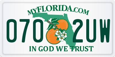 FL license plate 0702UW