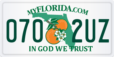 FL license plate 0702UZ
