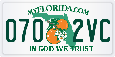 FL license plate 0702VC