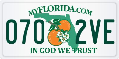 FL license plate 0702VE
