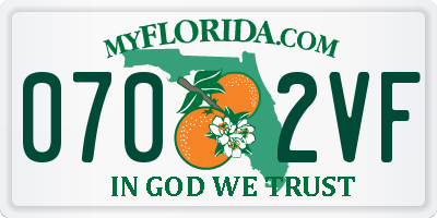 FL license plate 0702VF