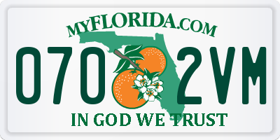 FL license plate 0702VM