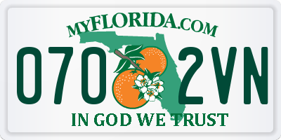 FL license plate 0702VN