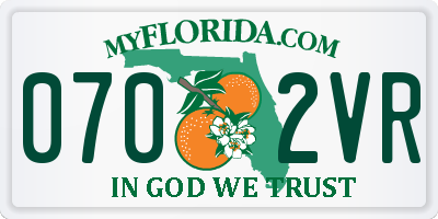 FL license plate 0702VR