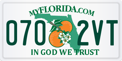 FL license plate 0702VT