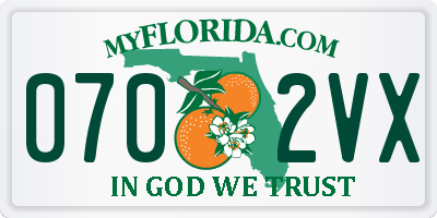 FL license plate 0702VX