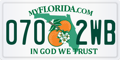 FL license plate 0702WB