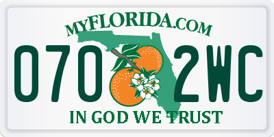 FL license plate 0702WC