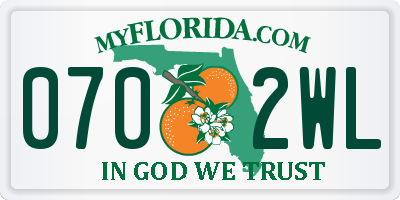 FL license plate 0702WL