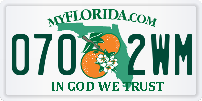 FL license plate 0702WM