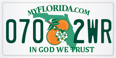 FL license plate 0702WR