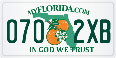 FL license plate 0702XB