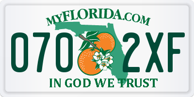 FL license plate 0702XF