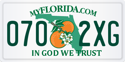 FL license plate 0702XG