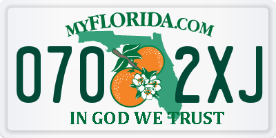 FL license plate 0702XJ