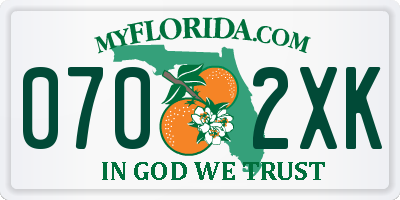 FL license plate 0702XK