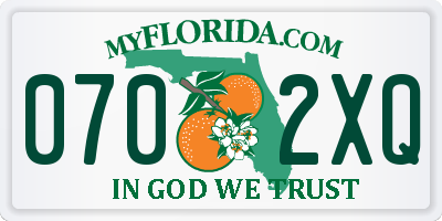 FL license plate 0702XQ