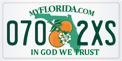 FL license plate 0702XS